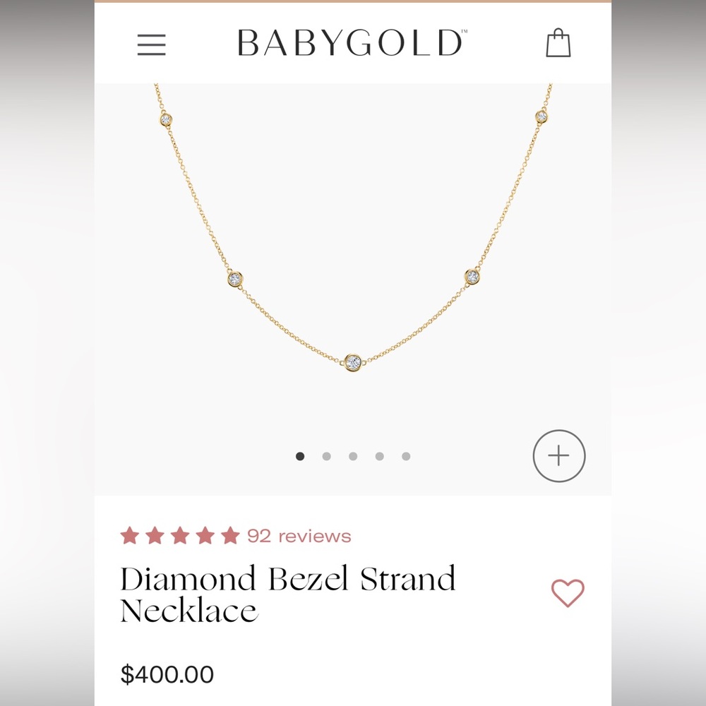 Baby Gold 14k 5 Diamond Bezel Necklace